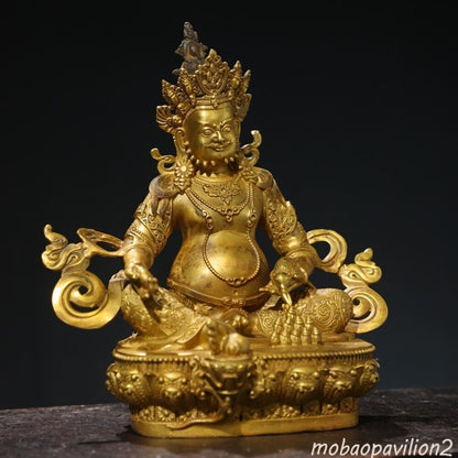 Chinese Antique Religious Buddha Statue Bronze Plated Gold [Huang Caishen]