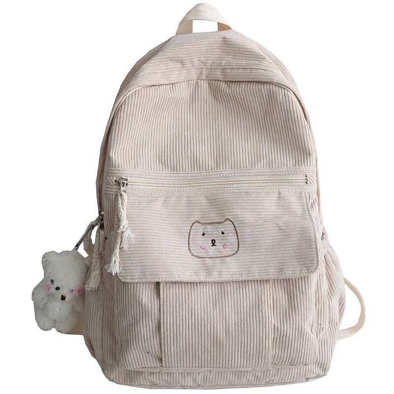 Corduroy Backpack Student Schoolbag Traveling Shoulder Bags 29*12*41cm Pink Blue