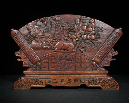 old antique home decor wooden statue carvings carved wooden screen buddha deer