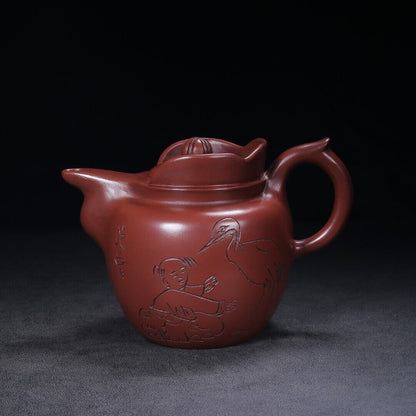 Chinese Yixing Zisha Clay Handmade Exquisite Teapot （僧帽 底款：范曾，顾景舟）