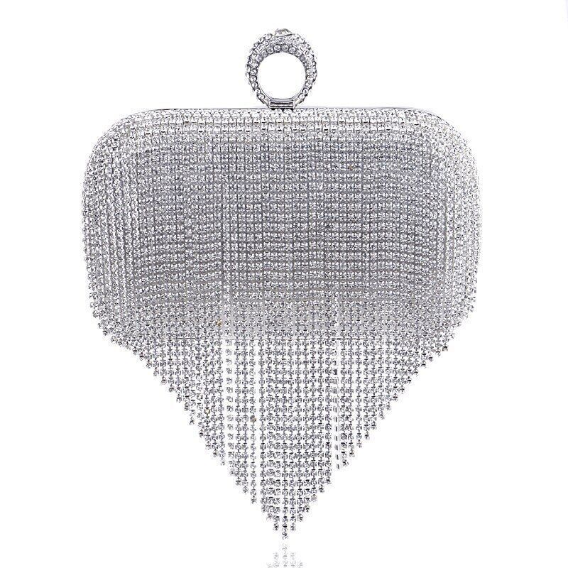 Shiny Diamonds Clutches Purse Evening Party Women Handbag Tassel Women Bag