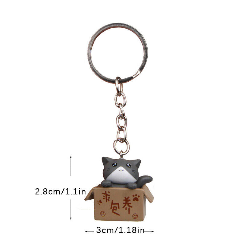 Creative Cute Little Cat Box Keychain For Women Men Keychain Bag Car Pendants