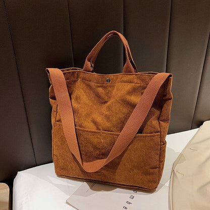 Corduroy Handbag Shoulder Bag Large Canvas Tote Pouch Crossbody Purse 34*10*35CM