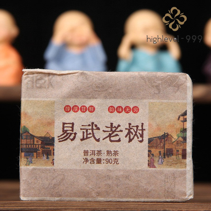 90g Ripe Pu'er Tea Brick 2015 Yunnan Yiwu Zhengshan Old Tree Aged Leaf Tea