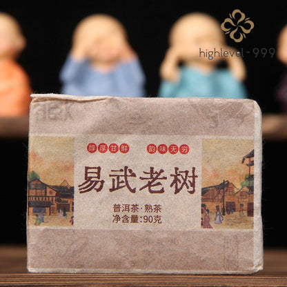 90g Ripe Pu'er Tea Brick 2015 Yunnan Yiwu Zhengshan Old Tree Aged Leaf Tea