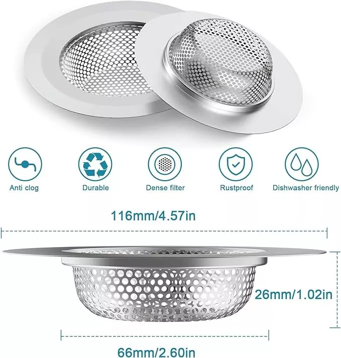 Stainless Steel Home Kitchen Sink Drain Stopper Basket Strainer Waste Plug Lot