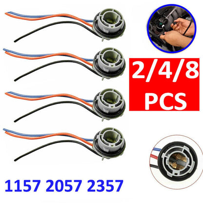 2/4/8Pcs 1157 2057 2357 LED Pig Tail Plug Stop Brake Turn Light Bulb Socket Wire