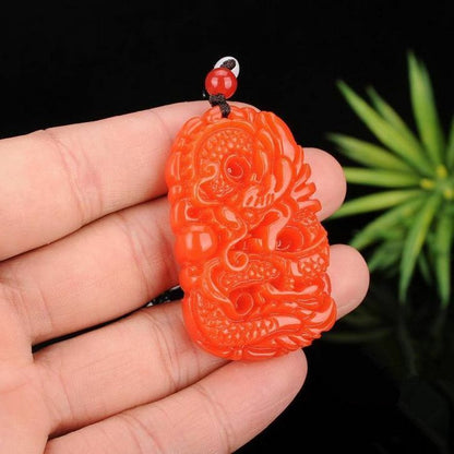 Natural red jade pendant Necklace jewelry Men Women Gifts dragon Amulet jade