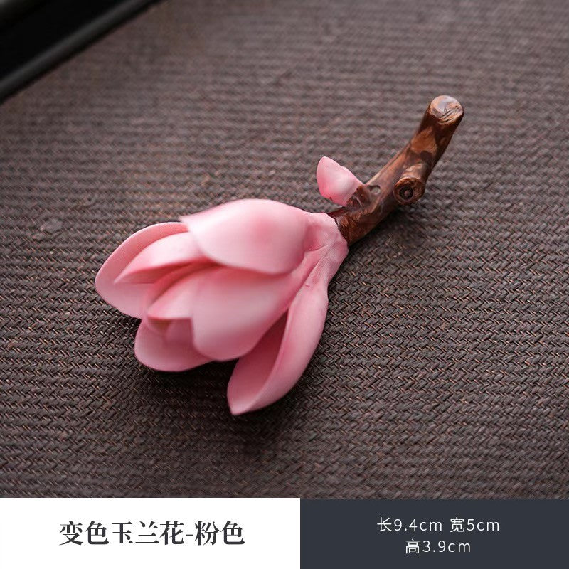 Jade Orchid Flower Tea Pet Ornament Home Tea Table Decoration Ornaments