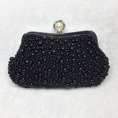 Elegant White Pearl Shell Evening Bgs Bead Small Handbag Clutch Shoulder Purse