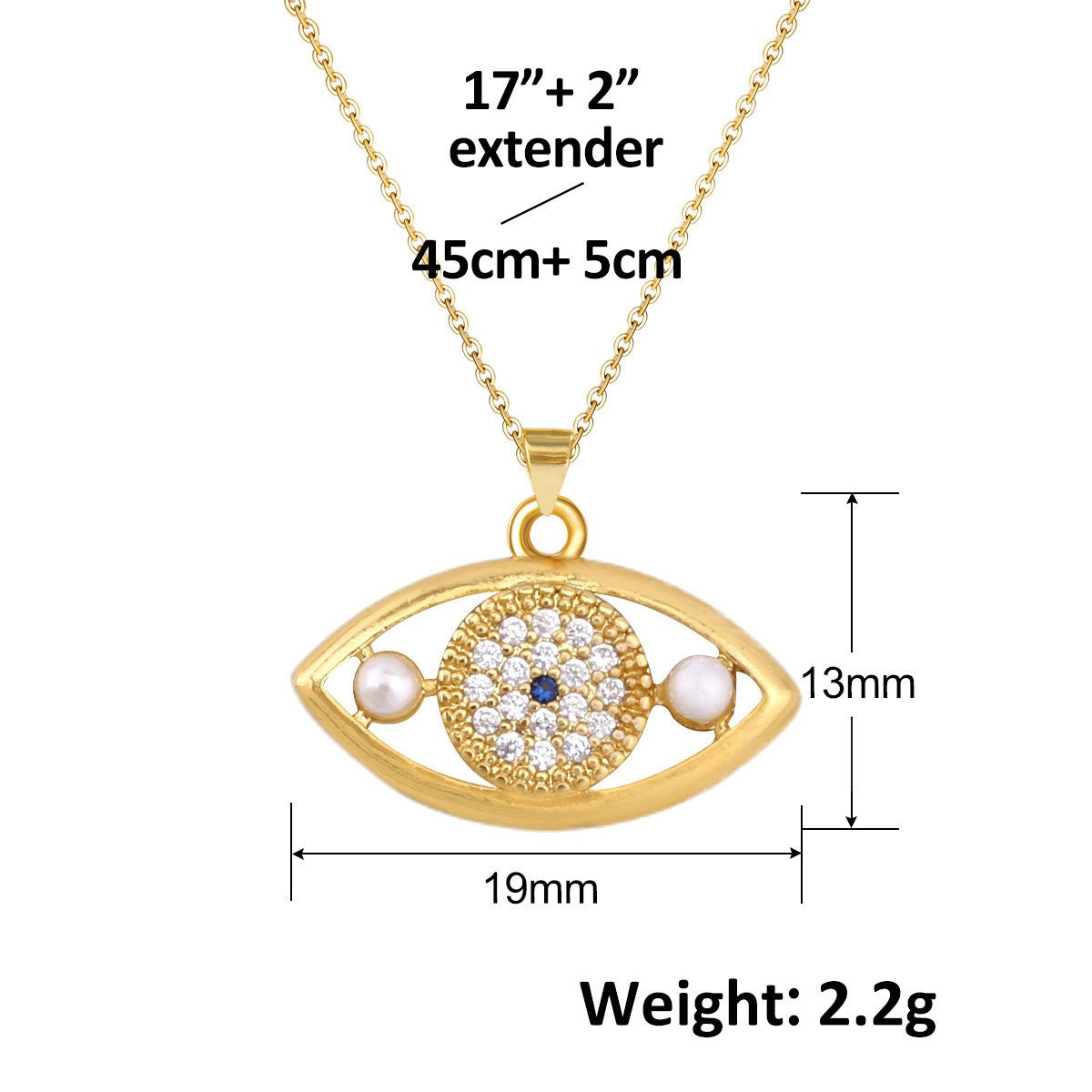 Turkish Blue Evil Eye Pendant Copper Zircon Charm Plated Eco Friendly DIY