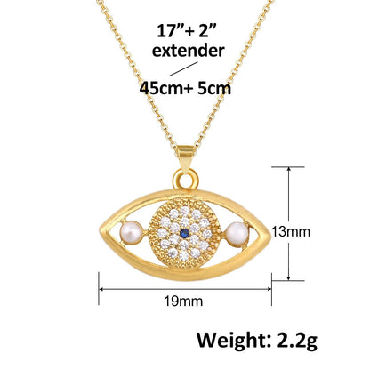 Turkish Blue Evil Eye Pendant Copper Zircon Charm Plated Eco Friendly DIY
