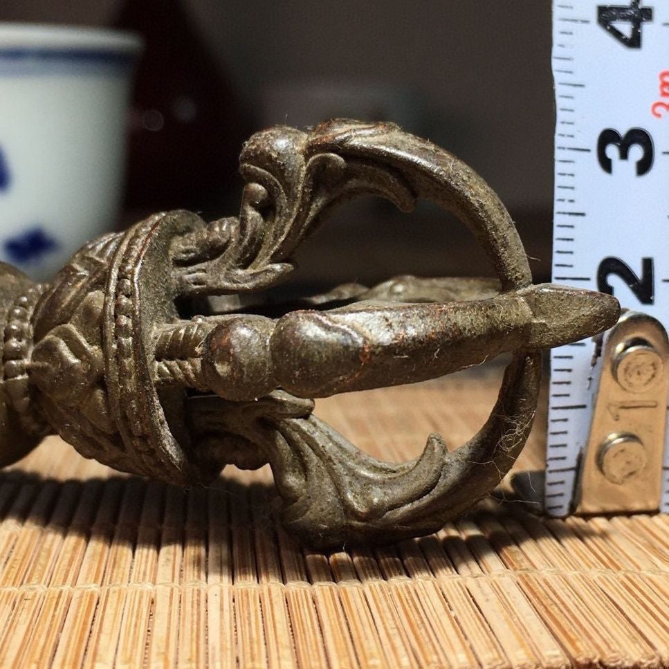 Tibetan Nepalese Bronze Vajra Dorje Dragon Head Ritual Weapon Antique