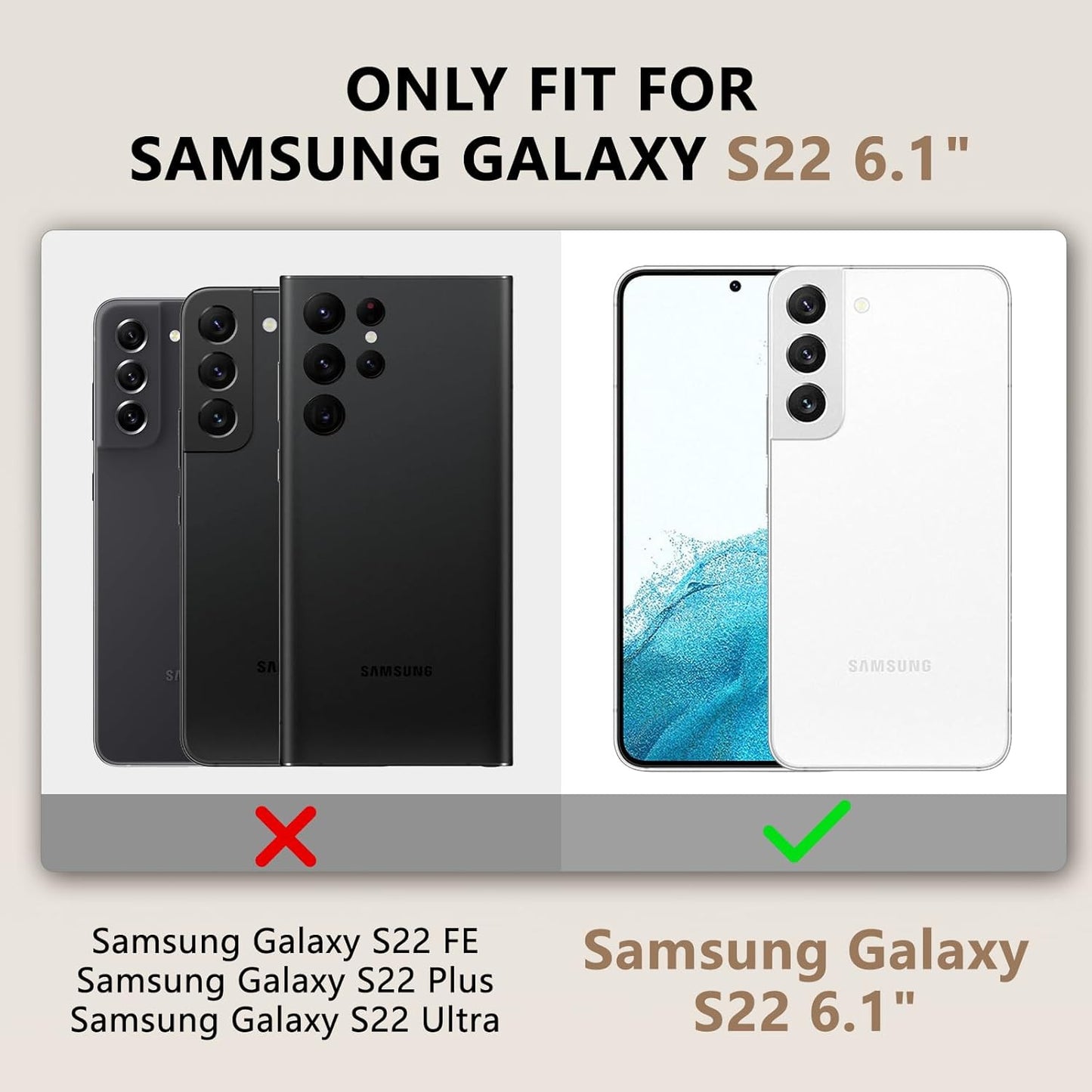 For Galaxy-S22 Case: with 2 PCS Screen Protector for S22 Phone Case, Strong Magn