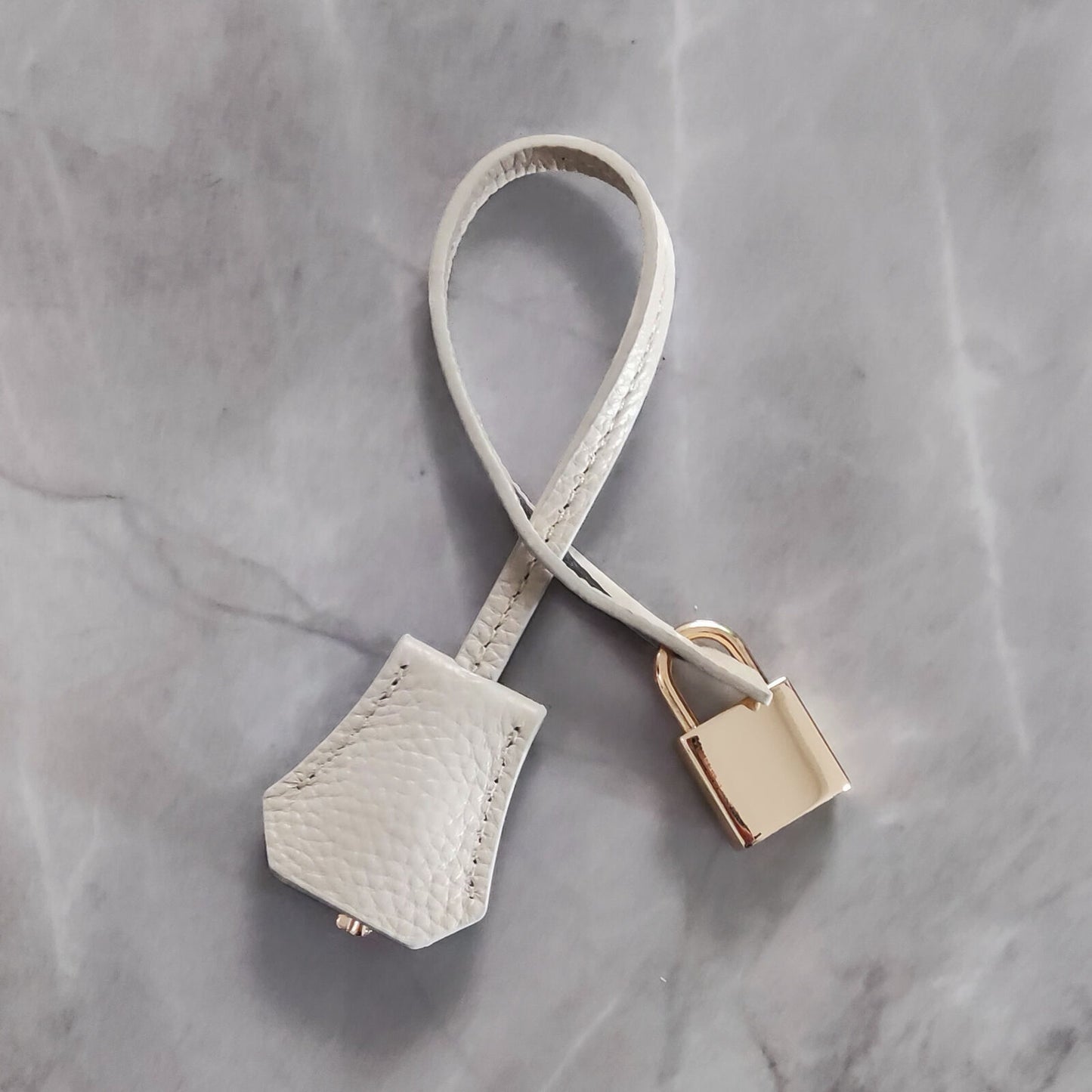 Real Cowhide Leather Clochette Bag Charm Gold/ Silver Padlock & Key for Handbags