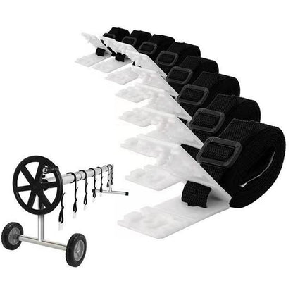 24 In 1 In-Ground Swimming Pool Solar Cover Reel Attachment Kit Straps Blanket