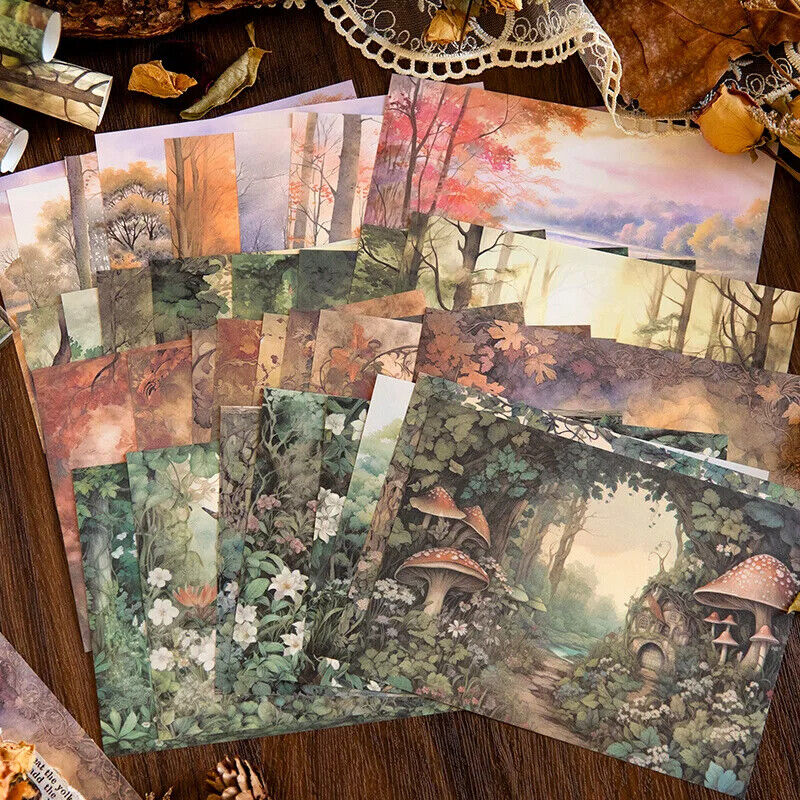 Scrapbooking Materials 32Pcs Fairy Tale Forest Papers Cards Making Journal Decor