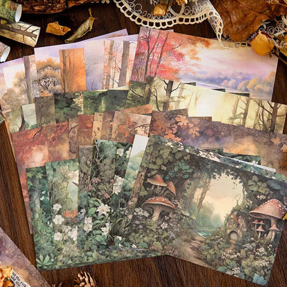Scrapbooking Materials 32Pcs Fairy Tale Forest Papers Cards Making Journal Decor