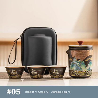 Outdoor Office Camping Tea Ceramic Set Porcelain Chinese Gongfu Tea Cup Set