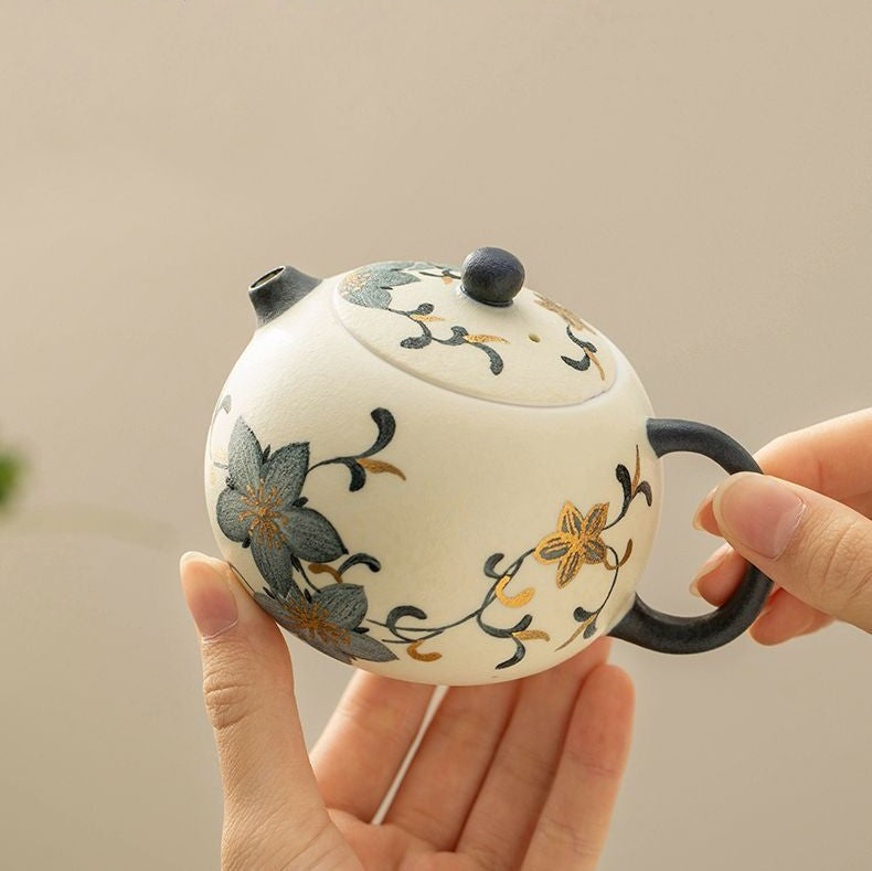 Hand-painted Blue White Porcelain Xishi Teapot 10.7cm Gongfu Tea Brewer