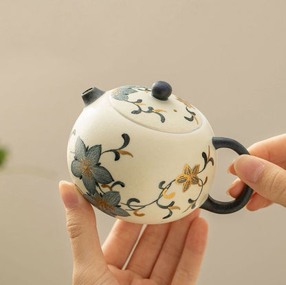 Hand-painted Blue White Porcelain Xishi Teapot 10.7cm Gongfu Tea Brewer