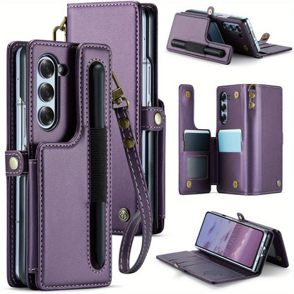For Samsung Galaxy Z Fold 6 Case with Pen Holder Slot, RFID Blocking Wallet Case