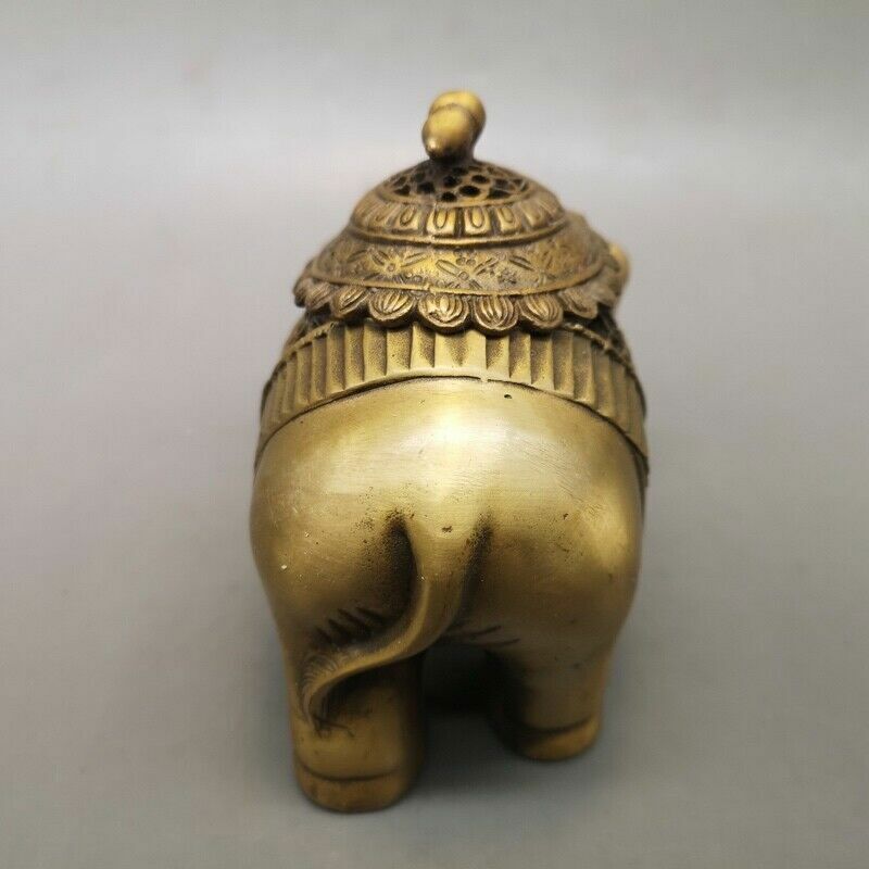 5" Chinese old antique Elephant gourd statue Incense burner censer