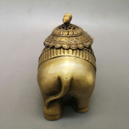 5" Chinese old antique Elephant gourd statue Incense burner censer