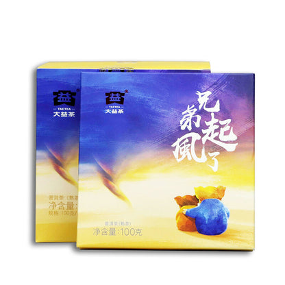 TAETEA Brother Qi Feng Le Dayi Pu-erh Tea Mini Cake 2019 100g Ripe Puer 1901