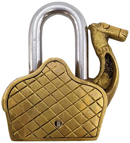 Solid & Sturdy Brass Camel Padlock(4"Lx4.25"Tx1.2"W) w\ 2 Keys (3.1" Hx1.4"W)