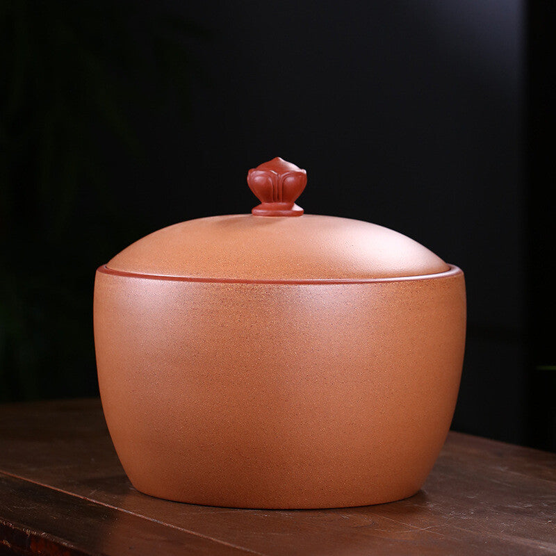 Traditional Handmade Tea Canister Real Yixing Zisha Jiangpo Clay Marked Jar Lid