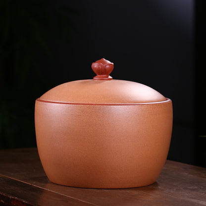 Traditional Handmade Tea Canister Real Yixing Zisha Jiangpo Clay Marked Jar Lid