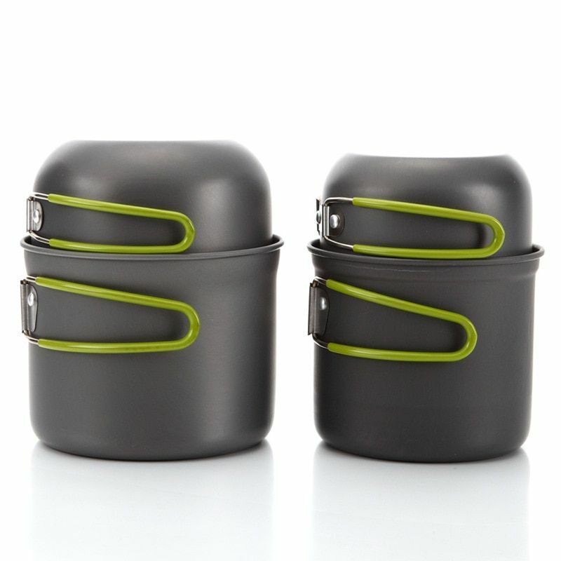 4pcs/Set Non-Stick Aluminum Cookware Set Pot Bowl Outdoor Camping Cooking Picnic
