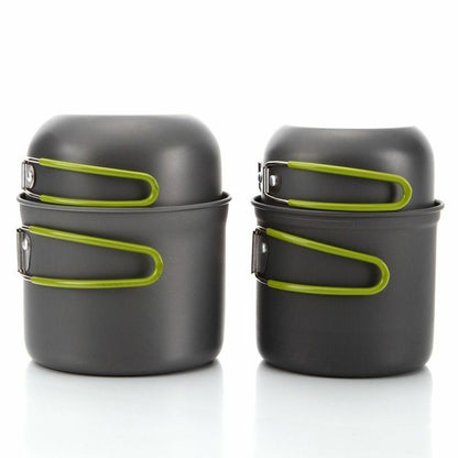 4pcs/Set Non-Stick Aluminum Cookware Set Pot Bowl Outdoor Camping Cooking Picnic