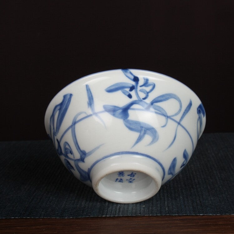 3.3" Collection Chinese Qing Blue-and-white Porcelain Folk Kiln Lines Cup 2