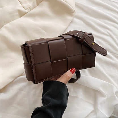 Weave Leather Mini Wallet Luxury Shoulder Bag Fanny Pack Purse Handbag 20*10*5CM