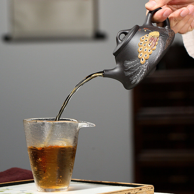 250ml Yixing Zisha Handmade Tea Pot Shipiao Pot Peacock Master Teapot For Pu'er