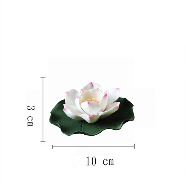 3.9" Creative Tea Pet Lotus Flower Design Carved Incense Burner House Decoration