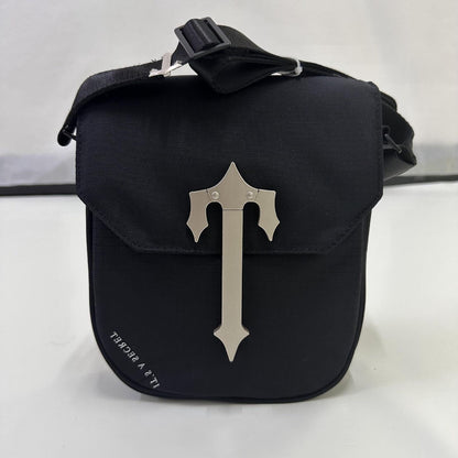 Trapstar Mens Bag Fashion Shoulder Bag Retro Metal Bag Mens Trapstars Black Bag