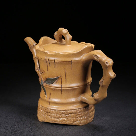 vintage chinese yixing purple clay teapot zisha ceremony fine bamboo teaware art