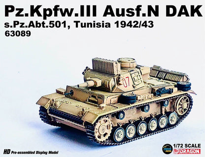 1/72 German No.3 N-Type DAK 501 Heavy Armored Battalion Tunisia Tank 63089 Model
