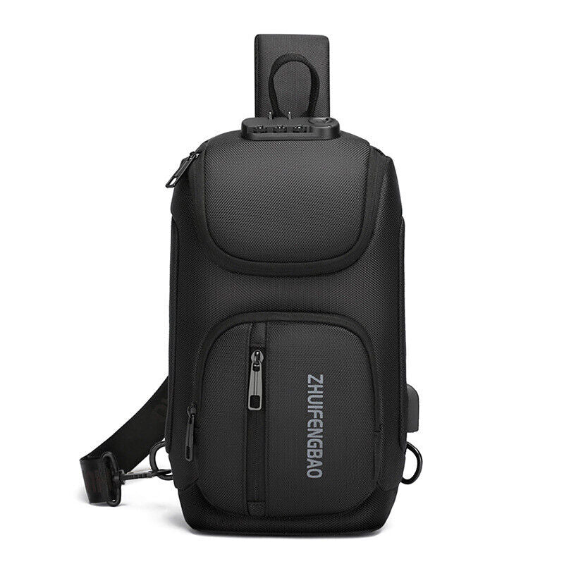 Waterproof Chest Bag Men Anti-theft USB Charging Crossbody Shoulder Bags Travel