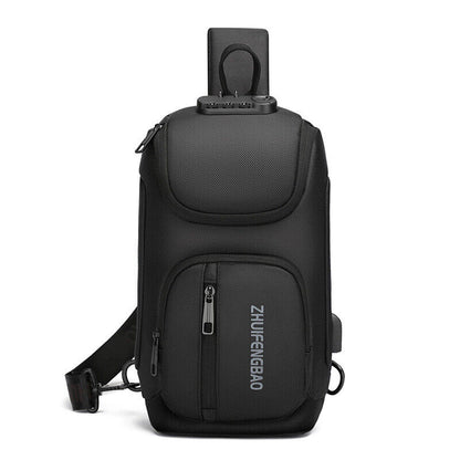 Waterproof Chest Bag Men Anti-theft USB Charging Crossbody Shoulder Bags Travel