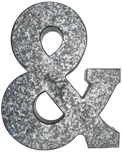 Huge 20" Metal Letter Hanging Wall Décor, Galvanized Metal with Rusted Edges