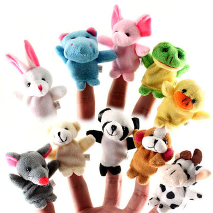Elephant, Panda, Duck, Rabbit, Frog, Mouse, Cow, Bear, Dog, Hippo Finger Puppets