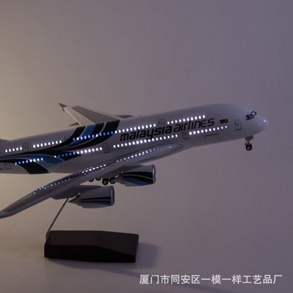 45CM 1:160 Malaysia Air Model Airlines Airbus A380 Resin Airplane LED Lamp Model