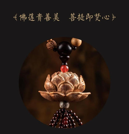 Eighteen Bodhisattvas Peach Wood Lotus Guanyin Buddha Car Pendant Decoration