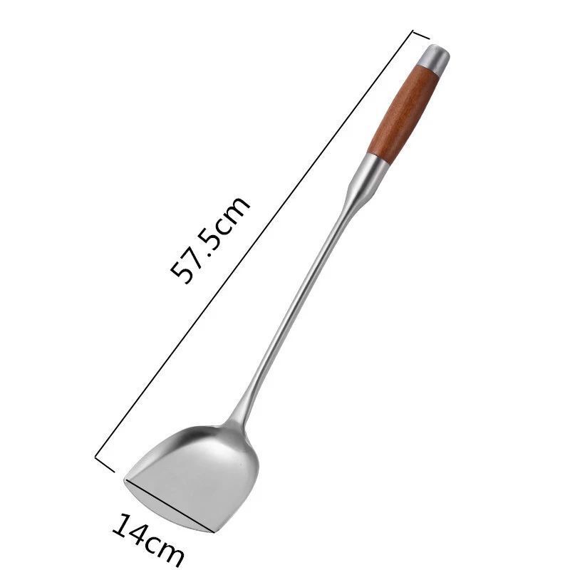 Kitchen Cooking Utensils Stainless Steel Wood Handle Big Long Spatula Soup Spoon