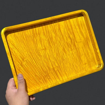 Golden Phoebe Full Water Ripple Tray 30x22x3cm Solid Wood Tea/Candy