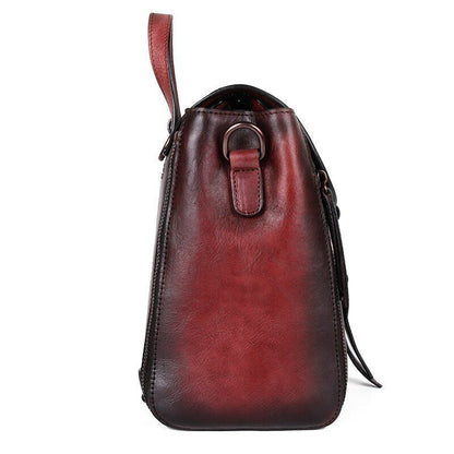 Vintage Backpack Knapsack Travel Bag Genuine Leather Rucksack 22*13*24 CM Brown